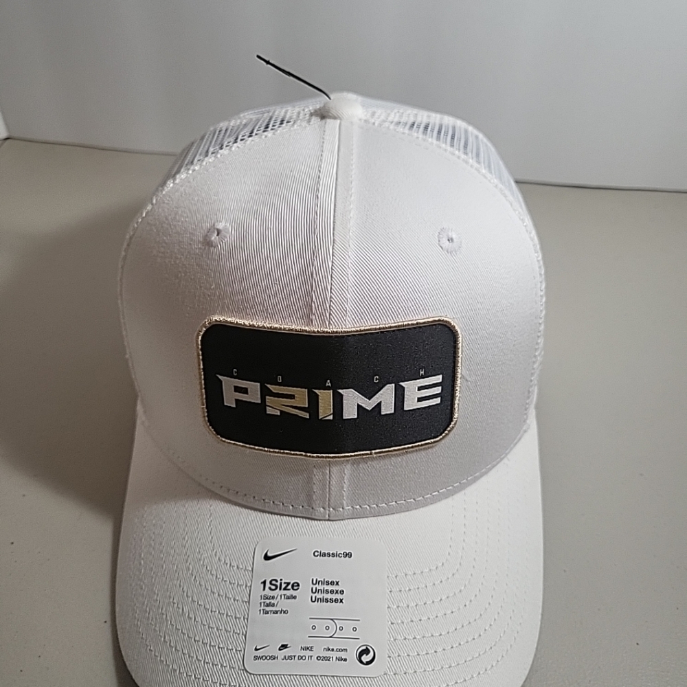 Coach White Classic99 Trucker HatNike Coach Prime Hat Men Snapback White